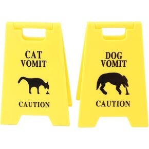 2Pcs Cat Vomit Sign, 4inch Dog Vomit Sign Dog Warning, Cat Caution Floor Funny Warning Decoration for Lovers in Kuwait