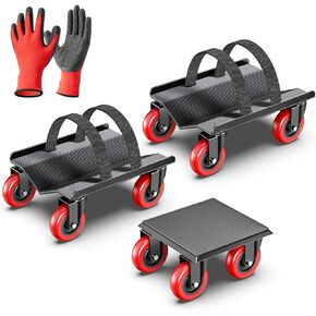 Snowmobile Dolly Heavy Duty with 3 Inch Caster Wheels,Sled Dollies Set of 3 Holding Up to 1660 LBS,V-Slide Steel Dollies with Full Rubber Pad Protecting Ski,and 2 Pairs of Straps Attaching on Skis in Kuwait