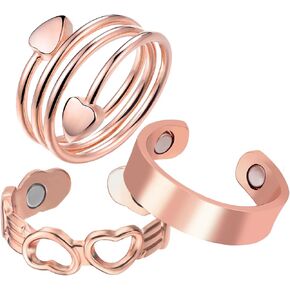 حلقات نحاسية من BioMag للنساء، حلقات مغناطيسية من النحاس النقي بنسبة 99.99% حلقات إبهام للتصريف اللمفاوي، هدايا مجوهرات قابلة للتعديل للنساء in Kuwait