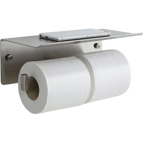 Double Toilet Paper Holder with Shelf,Idealmax Toilet Paper Holder Brushed Nickel,Large Commercial Toilet Paper Dispenser Phone Shelf, Wall Mounted Tissue Roll for Bathroom, Stainless Steel in Saudi Arabia