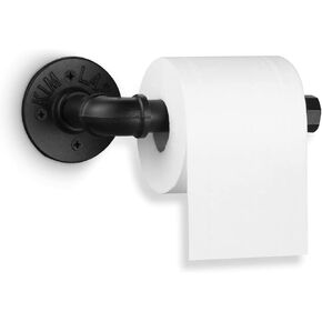 Industrial Pipe Toilet Paper Holder,Matte Black Heavy Duty DIY Vintage Rustic Iron Roll Tissue Wall Mounted Paper Holder Towel Racks with Hardware for Bathroom, Kitchen, Bedroom, Hallway(1 Pack) in Saudi Arabia