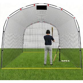 Baseball Batting Cage for Backyard: 13x10x8FT Heavy Duty Training Net with Fiberglass Poles & PE Netting - Portable Collapsible Hitting Tunnel for Home Park Use by Youth Players Coaches in Kuwait