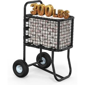 عربة بيسبول بعجلات، حامل كرات رياضية كبيرة، حامل كرة لينة، قفص الضرب يحمل ما يصل إلى 300 كرة بيسبول أو 150 كرة لينة، 17.71 بوصة عرض × 25.59 بوصة طول × 47.24 بوصة ارتفاع، (أسود) in Kuwait