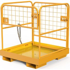 YINTATECH 36 بوصة × 36 بوصة قفص أمان للرافعة الشوكية، منصة عمل رافعة شوكية فولاذية شديدة التحمل بسعة 1150 رطل، سلة رجل مع سلاسل أمان واحدة لصيانة المستودعات الجوية in Kuwait
