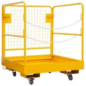 Heavy-Duty Carbon Steel Forklift Safety Cage - 36x36 in, 1200 Lbs Capacity, with Casters, Chain Door, Industrial Work Platform for Elevated Maintenance & Construction Tasks in Kuwait