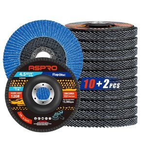 ASPRO Flap Discs 4 1/2 for Angle Grinder, Flap Discs Zirconia Abrasive Grinding Wheel 4.5" x 7/8" T27 Flap Sanding Discs for Metal, Wood and Stainless Steel Finishing (12 Pack) - 40 Grit 12P in Saudi Arabia