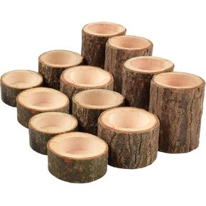 Set of 12 Wooden Tea Light Candle Holders, Personalized Natural Wooden Votive Vintage Tea Light Candle Holders for Rustic Centerpieces for Dining Table Wedding Party (Set of 12) in Kuwait