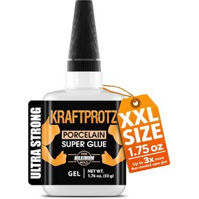 غراء سيراميك فائق للبورسلين والفخار والبلاط والصين - 1.75 أونصة XXL - لا يقطر، قوي جدًا، مقاوم للماء - طرف دقيق للإصلاحات الرأسية والرقائق (جل 1.75 أونصة/50 جم) in Kuwait