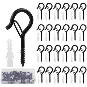25PCS Sheep Eye Hook with Safety Buckle Q-Type Screw for Hanging Outdoor String Lights Ceiling Storage Pegboard Accessories in Kuwait