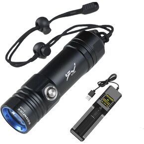 DV28 كشاف غوص - 1500 لومن فائق السطوع تحت الماء مع شاحن، IPX8 مقاوم للماء حتى 100 متر للغوص والغطس وصيد الأسماك - 3 أوضاع ومؤشر البطارية in Kuwait