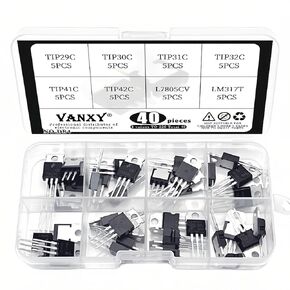 40PCS 8Values TIP29C TIP30C TIP31C TIP32C TIP41C TIP42C L7805CV LM317T Power BJT Bipolar Junction Transistor Kits in Kuwait