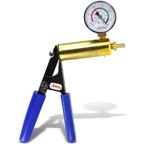 مقبض مضخة تفريغ LeLuv Ultima - غرفة نحاسية مع مقابض مطاطية مبطنة باللون الأزرق - تم تثبيت المقياس in Kuwait