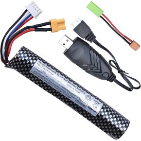 Water Bead Gel Ball Blaster 11.1V 2500mAh [Capacity and Discharge Upgraded ] Rechargeable Battery XT30 Plug with Charging Cable, Airsoft Battery 11.1V for Airsoft Gun Gel Ball Blaster(1-Pack) in Kuwait