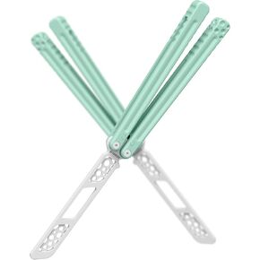 Nabalis Cheese Butterfly Knife Balisong Trainer, 6061 Aluminum, 420C Blade Material, Teflon-Coated, Public-Friendly Metal Trainer in Saudi Arabia