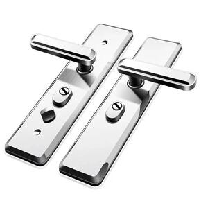 Universal Entrance Security Door Lock Stainless Steel Shinny Multifunction Door Handle Lock Mechanical Lock Set 1Pcs(Square Suit 55mm) in Kuwait