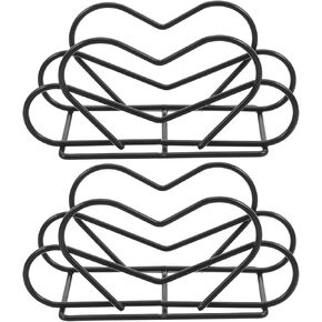 Gadpiparty 2pcs Heart Shaped Metal Napkin Holder Upright Paper Napkin Dispenser Tray for Table Kitchen Countertop Indoor Outdoor Use in Kuwait