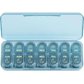 Daviky Weekly Pill Organizer 2 Times a Day, 7-Day AM PM Medicine Case, Travel-Friendly Pill Box for Fish Oils, Vitamins & Supplements in Kuwait