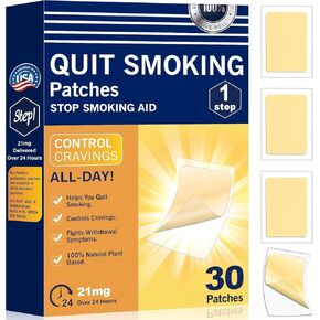 بقع النيكوتين 21 ملغ - الخطوة 1 - أدوات التدخين التي تعمل - سهلة الإقلاع عن التدخين - يوفر كل تصحيح نظامًا عبر الجلد على مدار 24 ساعة - 30 COUNT in Kuwait