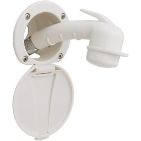 Ambassador Marine Recessed Shower- Warm White Cup & Lid, Small Warm White Sprayer, 6' Stainless Steel Hose - 136-0008-WH-W in Kuwait