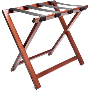 رف أمتعة من الخشب المطاطي الفاخر، حامل حقيبة قابلة للطي مجمعة بالكامل بحجم كبير، درجة فندقية لغرفة الضيوف أو غرفة النوم، أثاث سفر خشبي قابل للطي لحقائب السفر - لمسة نهائية من خشب الجوز in Kuwait