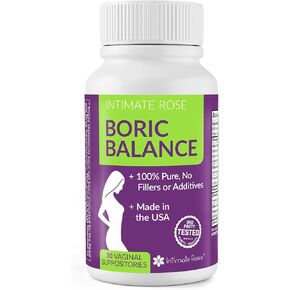 Intimate Rose Boric Acid Vaginal Suppositories, 30 Count for Feminine Deodorizing & Freshness - Vegan Capsules in Kuwait