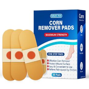 وسادات إزالة الذرة ذات القوة القصوى من QIYANA لأصابع القدم - 40% رقع طبية من حمض الساليسيليك للأقدام، قابلة للتنفس طوال اليوم، معالجة سريعة المفعول للبشرة الصلبة (30 قطعة) in Kuwait
