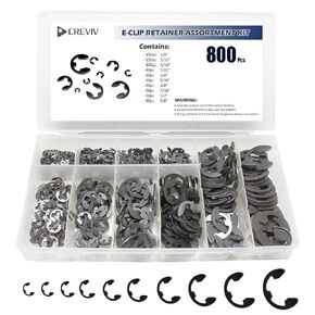 مجموعة متنوعة من حلقات الاحتفاظ بمشبك E - 800 قطعة 10 أحجام من مجموعة حلقات الاحتفاظ من فولاذ المنغنيز، حلقات إلكترونية من الدرجة الصناعية للسيارات والآلات والدراجات والمشروعات اليدوية (بوصة) in Kuwait