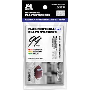 1NMORE 5v5, 7v7 Flag Football Wristbands Playbook, 99pcs Play Stickers for Youth Football Wrist Coach, Quick DIY Wristband for Coach & Quarterback (QB) Players in Kuwait