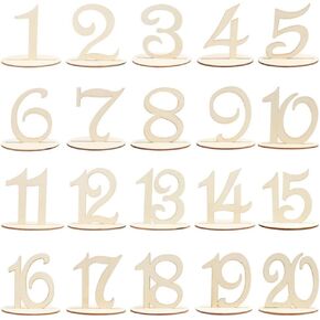 20 Pieces Wooden Table Numbers, Table Number 1 to 20, Hollowed-out Engraving Design Tables Numbers With Stand Base for Restaurant, Banquet, Party in Kuwait