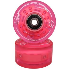 عجلات تزلج دوارة مضيئة - مجموعة من 8 عجلات LED مزدوجة اللون مع محامل - 58 مم × 32 مم - داخلي/خارجي (زهرة الزهرة) in Kuwait