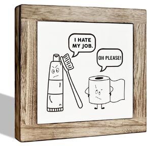 Bathroom Sign, Wooden Box Sign Plaque, Restroom Desk Sign, Funny Restroom Decoration, Kids Bathroom Decor, Farmhouse Tabletop Block Sign for Bathroom - Wash Your Hands Ya Filthy Animal in Kuwait