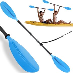 Kayak Paddle ,70 to 96In Telescopic Paddle Board Paddles for Adults Shaft Kayaking Boating Canoeing with 1 Free Paddle Leash Double Oar Float Paddle Frosted Tube Durable Extendable (Blue ) in Kuwait