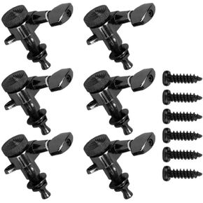 6-Pack Black Guitar Locking Tuners - Sealed Machine Heads for Electric & Acoustic Guitars, Precision Tuning Keys with Screws(6R) in Kuwait