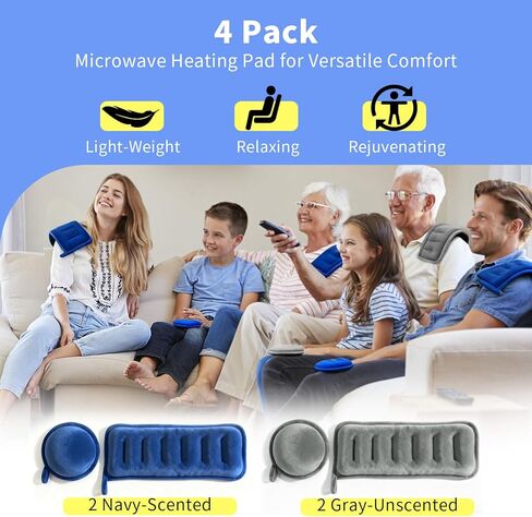 حزمة صغيرة من وسادة تسخين الأرز بالميكروويف مع عبوات ضغط دافئة ورطبة قابلة للاستخدام في الميكروويف للاسترخاء والدفء وأكياس فول قابلة لإعادة الاستخدام، عبوة من 4 قطع معطرة وغير معطرة in Kuwait