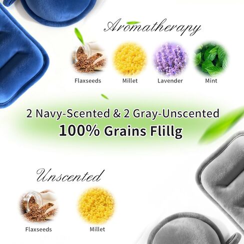 حزمة صغيرة من وسادة تسخين الأرز بالميكروويف مع عبوات ضغط دافئة ورطبة قابلة للاستخدام في الميكروويف للاسترخاء والدفء وأكياس فول قابلة لإعادة الاستخدام، عبوة من 4 قطع معطرة وغير معطرة in Kuwait