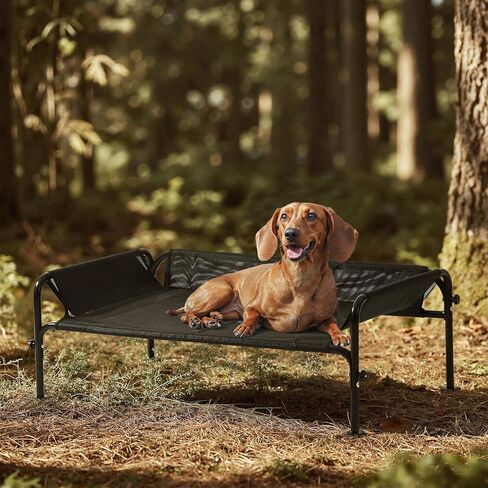 Gardner Pet Elevated Dog Bed Large Sized Dog, Outdoor Raised Bed Waterproof Portable Cooling Cot Pet Hammock Bed with 3-Sided Guardrail, Breathable Mesh, Grey, 49 Inches in Kuwait