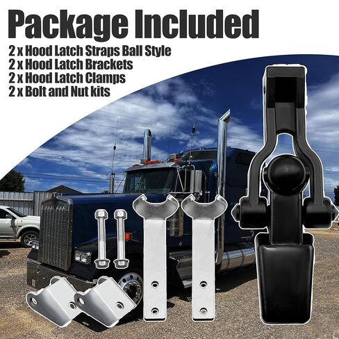 2PCS K147-107 315-5402 Hood Latch for Kenworth T600A T800 W900 C500 1985-2005 Latch Bracket Clamp Kit, Ball Style Hood Hook Replacement in Kuwait