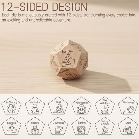 3 Pieces Wooden Decision Dice - 12 Sided Choice Dice for Couples, Self-Care, and Food Decisions - Stress Relief and Fun Gift for Date Night, Parties, Anniversary in Saudi Arabia