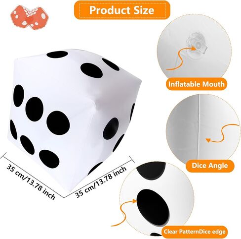 12 Pcs Giant Inflatable Dice Jumbo Blow Up Dices Large Dice Toys for Summer Outdoor Game Beach Swimming Pool Party Favors (Color Style 2) in Saudi Arabia