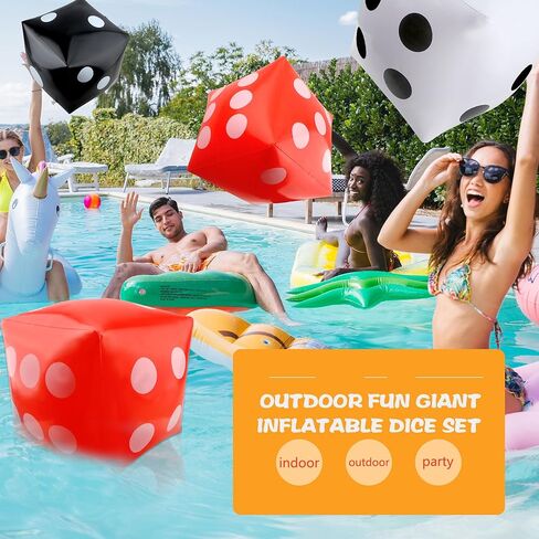12 Pcs Giant Inflatable Dice Jumbo Blow Up Dices Large Dice Toys for Summer Outdoor Game Beach Swimming Pool Party Favors (Color Style 2) in Saudi Arabia
