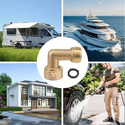 90-Degree Hose Elbow For RVs, Elbow Water Hose Adapter, For RV Water Hoses, Residential Outdoor Faucets, Brass Construction in Saudi Arabia