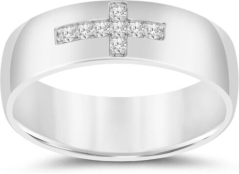Lab Grown Diamond Rings for Women | Real White Gold Plated 925 Sterling Silver 1/4 CTTW Certified Diamond Bands in Saudi Arabia
