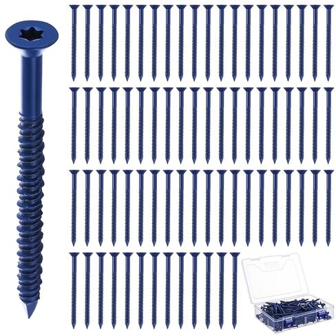 200 Pcs 1/4" x 3-1/4" Star Head Concrete Anchor Screws Bulk Blue Steel Self-Tapping Flat Head Screws for Anchoring to Concrete, Masonry, Block in Saudi Arabia