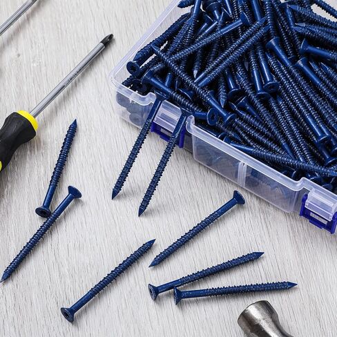 200 Pcs 1/4" x 3-1/4" Star Head Concrete Anchor Screws Bulk Blue Steel Self-Tapping Flat Head Screws for Anchoring to Concrete, Masonry, Block in Saudi Arabia