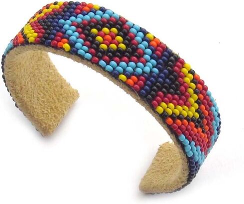 Handmade Beaded Indian Jewelery Bracelet,Native American Style Seed Bead Thunderbird Beaded Unisex Cuff Bracelet. B-19-SB-8 in Kuwait