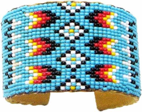 Handmade Beaded Indian Jewelery Bracelet,Native American Style Seed Bead Thunderbird Beaded Unisex Cuff Bracelet. B-19-SB-8 in Kuwait