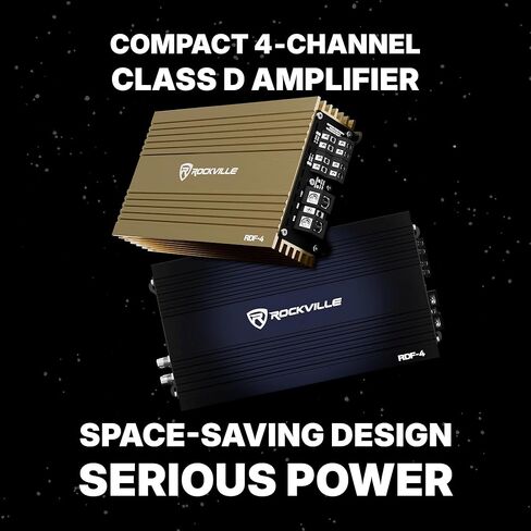 Rockville RDF-4 4-Channel Class D Car Amplifier, 1400w Peak / 700w RMS, Compact Design, Tiffany RCA in Saudi Arabia