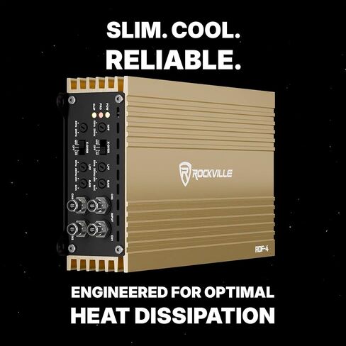 Rockville RDF-4 4-Channel Class D Car Amplifier, 1400w Peak / 700w RMS, Compact Design, Tiffany RCA in Saudi Arabia