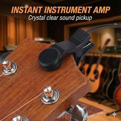 Universal Clip-On Contact Microphone Pickup for Acoustic Guitar Violin Ukulele - Professional Piezo Transducer for Tuner with 8ft (2.3M) Cable & 6.35mm (1/4 Inch) Jack in Kuwait