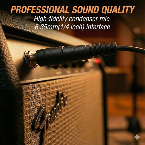 Universal Clip-On Contact Microphone Pickup for Acoustic Guitar Violin Ukulele - Professional Piezo Transducer for Tuner with 8ft (2.3M) Cable & 6.35mm (1/4 Inch) Jack in Kuwait